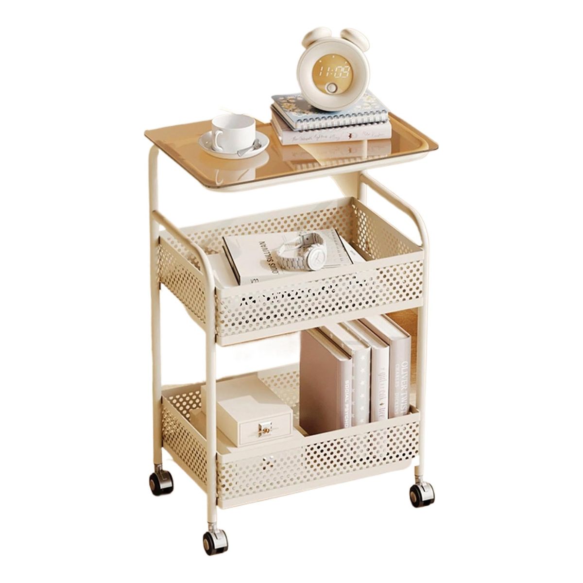 EVERSO - Carrito Organizador Metalico Con Asa Ruedas 3 Niveles