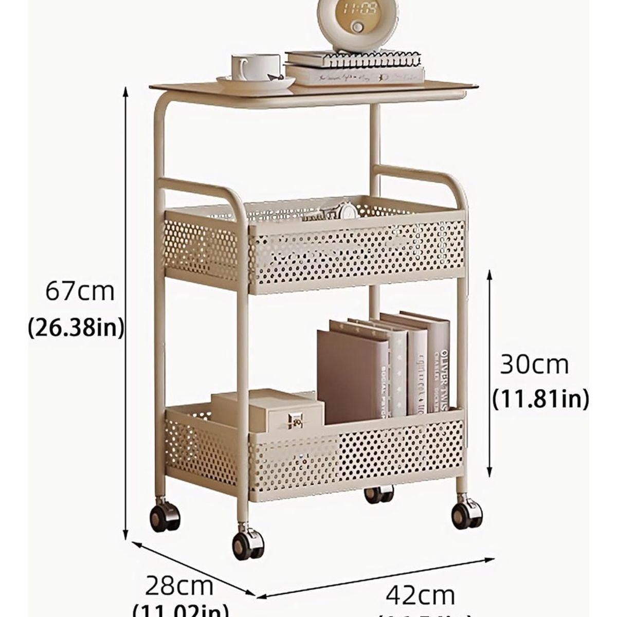EVERSO - Carrito Organizador Metalico Con Asa Ruedas 3 Niveles