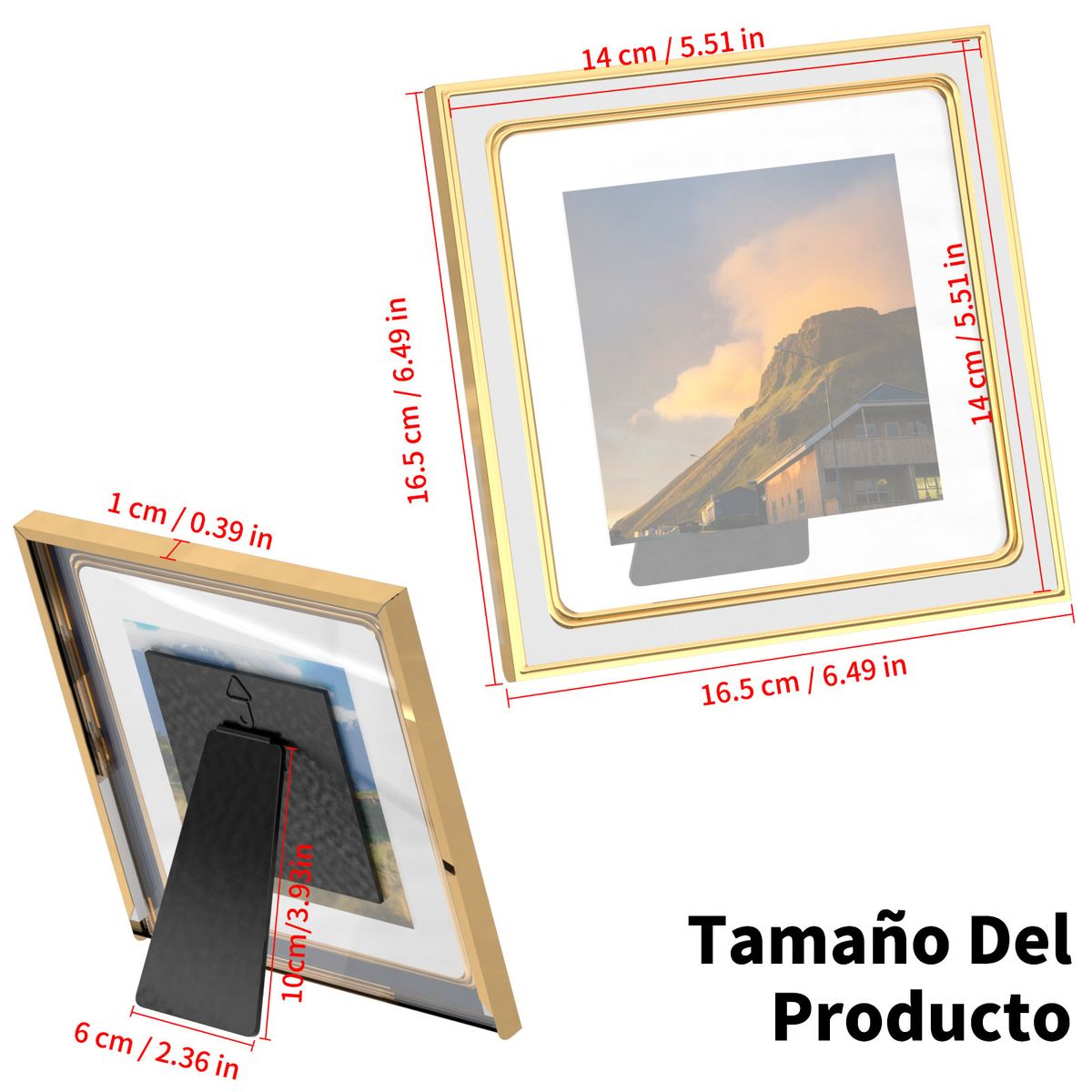 YAYKO - 3 Pack Portaretratos Cristal Doble Marco Metal 6×6 Inch