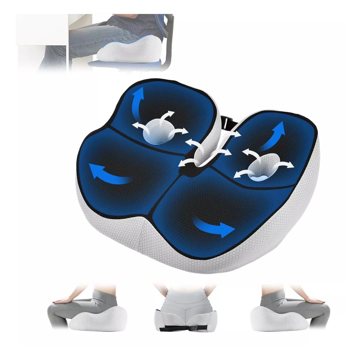 YAYKO - Cojín De Coxis De Espuma Viscoelástica Ajustable Para Silla