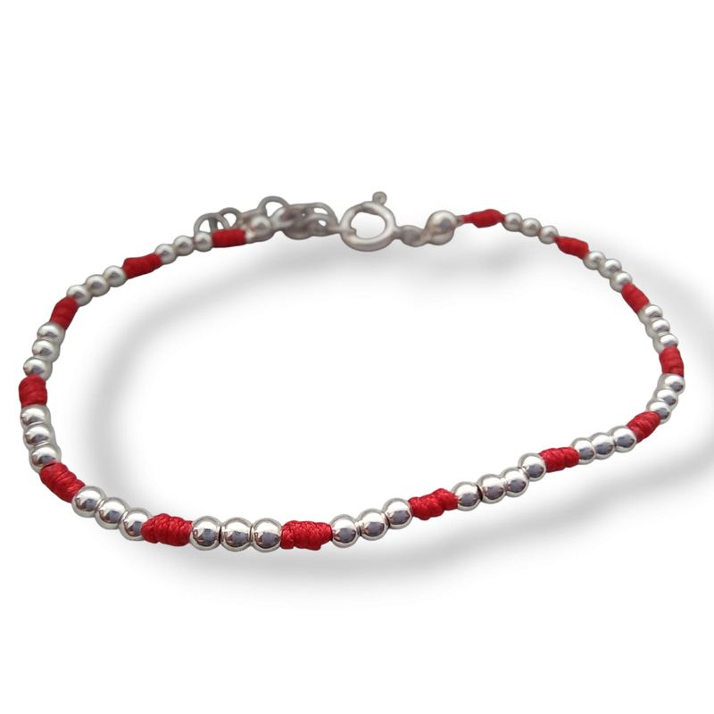 GENERICO - Pulsera hilo rojo y  mostacilla