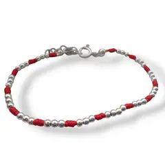 GENERICO - Pulsera hilo rojo y mostacilla