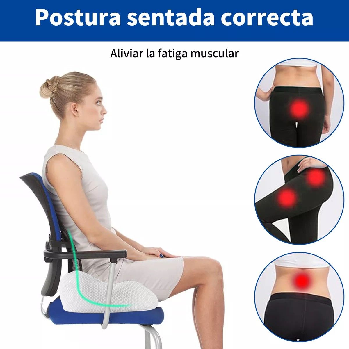 YAYKO - Cojín De Coxis De Espuma Viscoelástica Ajustable Para Silla