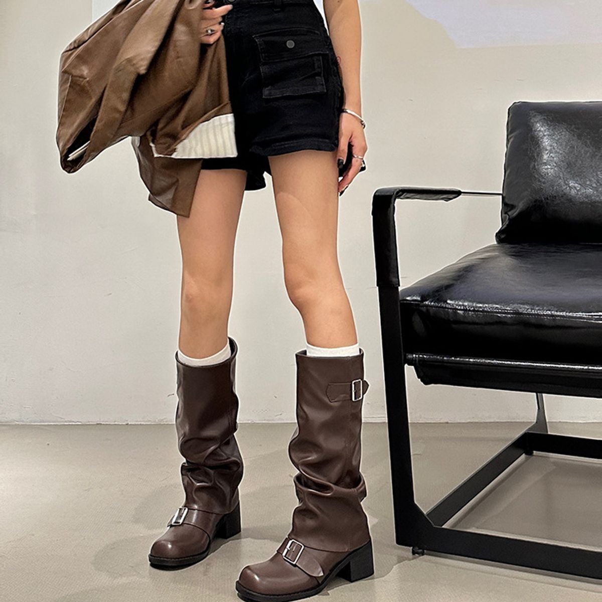 BLWOENS - Zapatos BOTAS largas de invierno para mujeres Zapatilla - Marrón