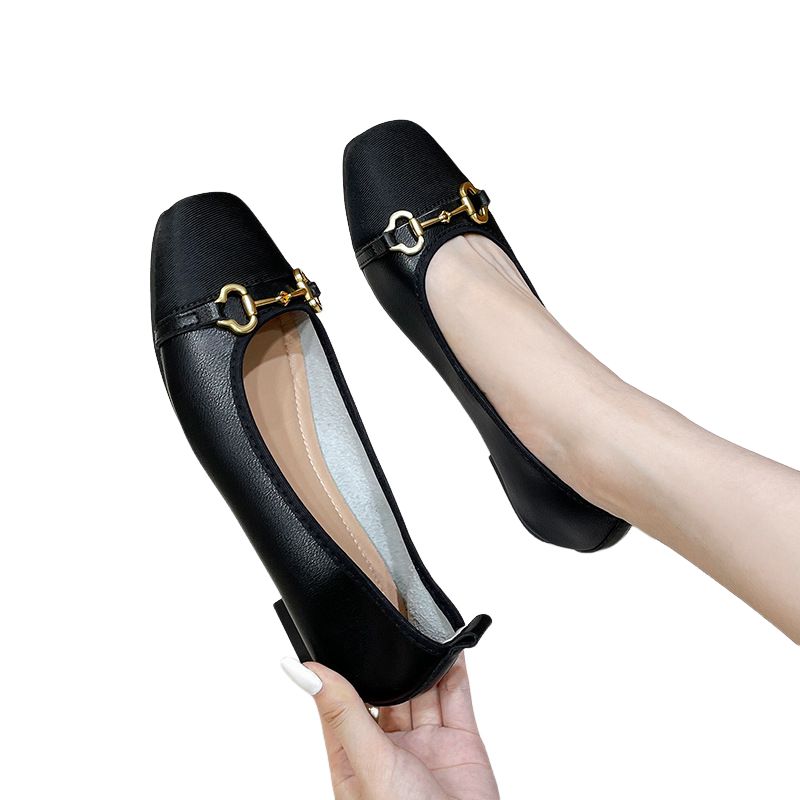 BLWOENS - zapatillas de punta cuadrada para Mujer -Negro