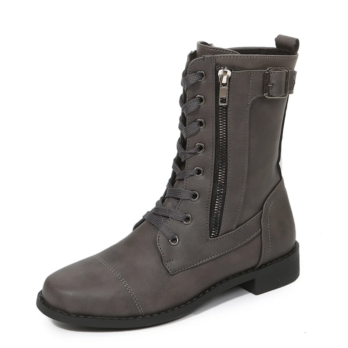 BLWOENS - Botas largas con cordones para Mujer-Gris