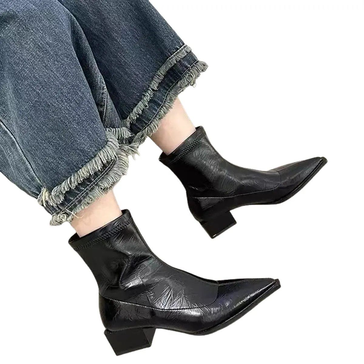 BLWOENS - Zapatos BOTAS cortas de invierno para mujeres Zapatilla - Negro