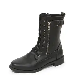 BLWOENS - Botas largas con cordones para Mujer-Negro