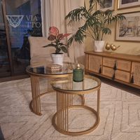 Mesa de Centro Nido IIII Dorada Vidrio- Viatto