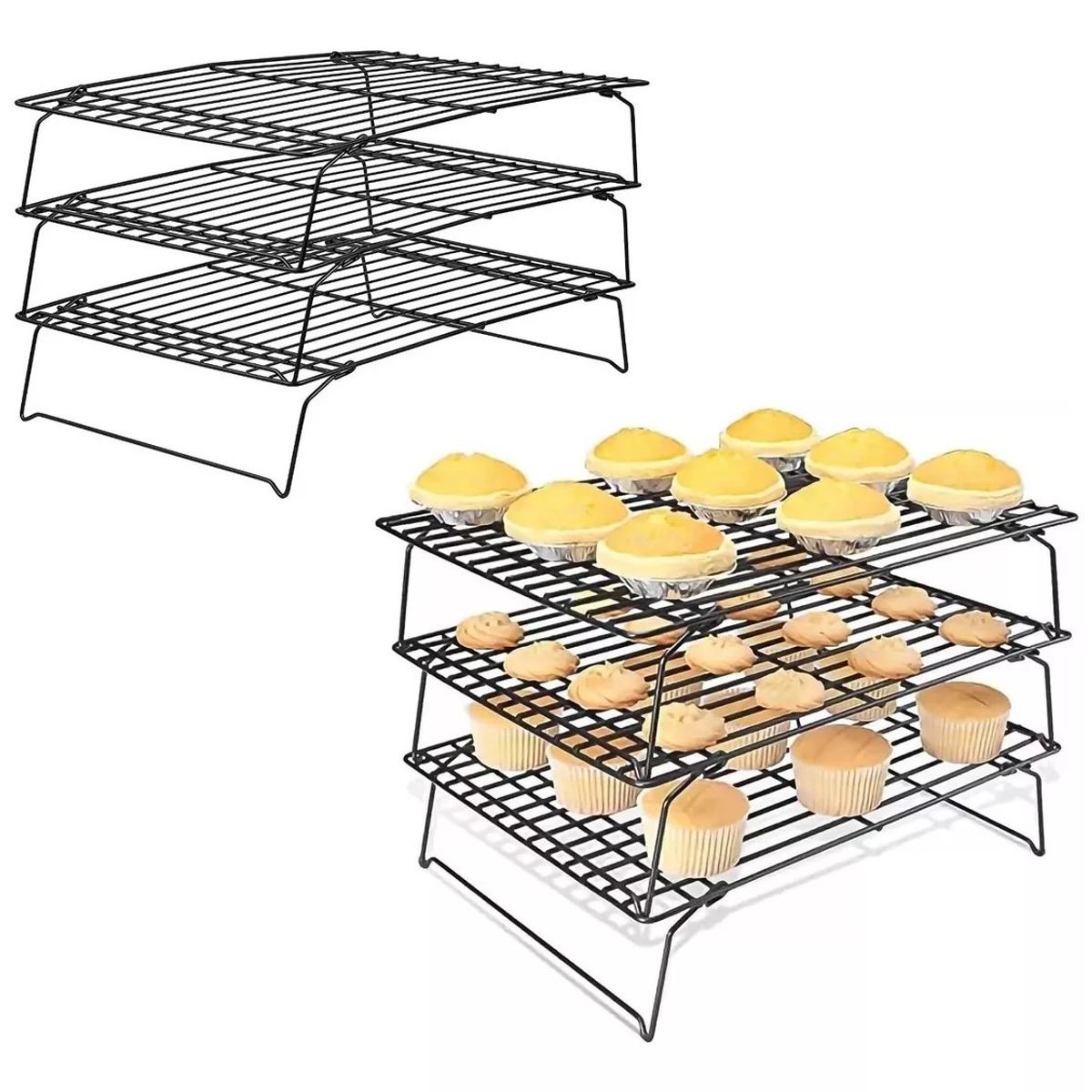 KUANGYE - Pack 2 Rejilla Enfriamiento Triple Apilable Galletas Repostería