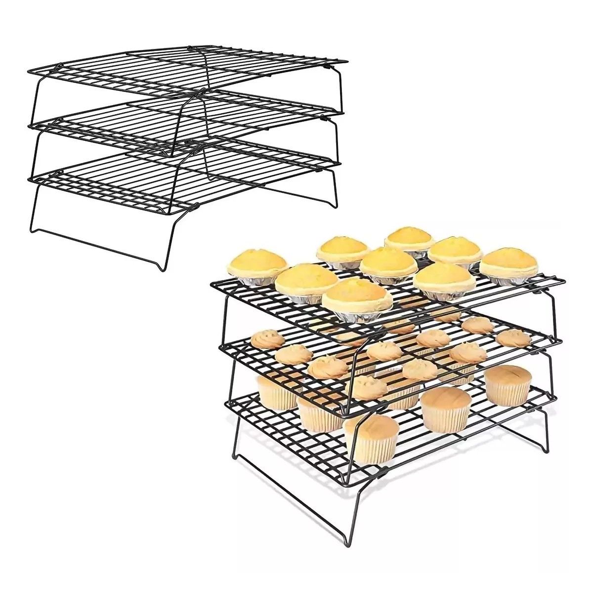 KUANGYE - Pack 2 Rejilla Enfriamiento Triple Apilable Galletas Repostería