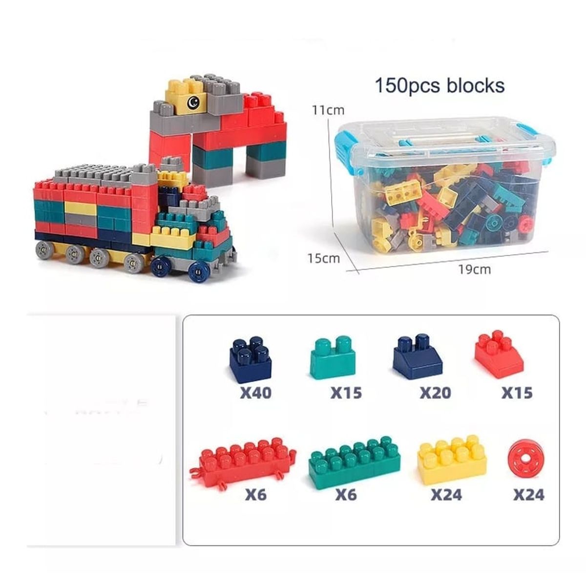 GENERICO - 150 Bloques De Construcción En Caja Plastica Para Niños