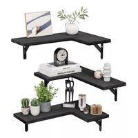 Set Repisa Estante Minimalista Esquinera Flotante Moderna Color Negro