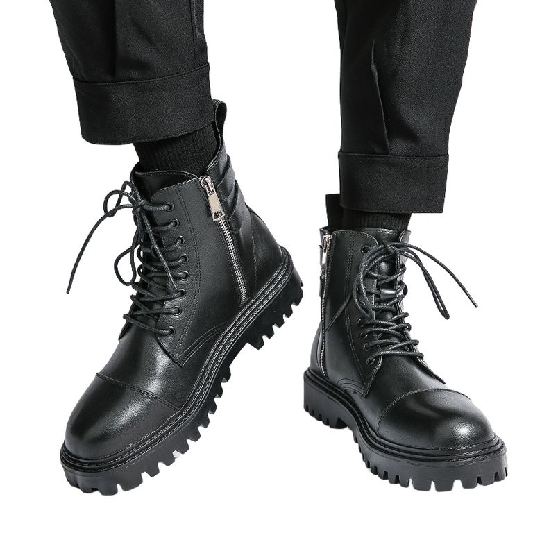 Botas con plataforma y cordón para Hombre-Negro