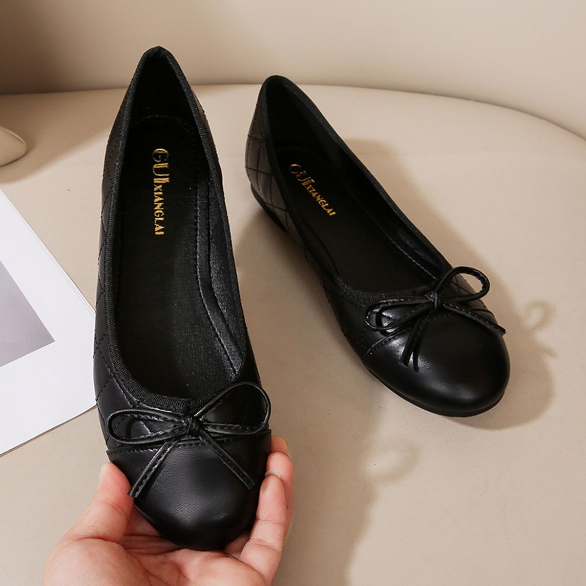 BLWOENS - zapatillas con lazo para Mujer -Negro