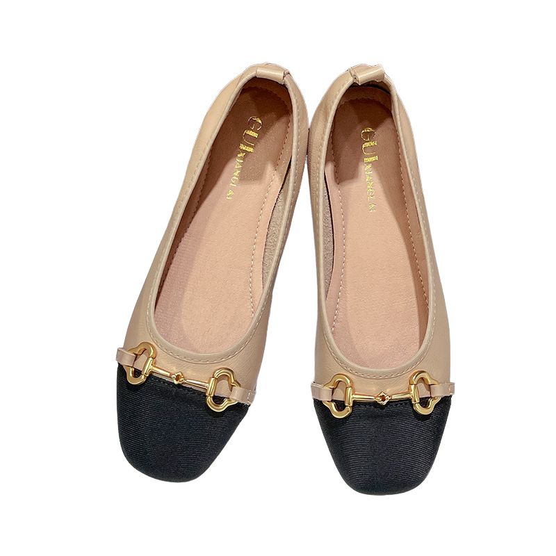 BLWOENS - zapatillas de punta cuadrada para Mujer -Beige