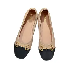 BLWOENS - Zapatillas de punta cuadrada para Mujer -Beige