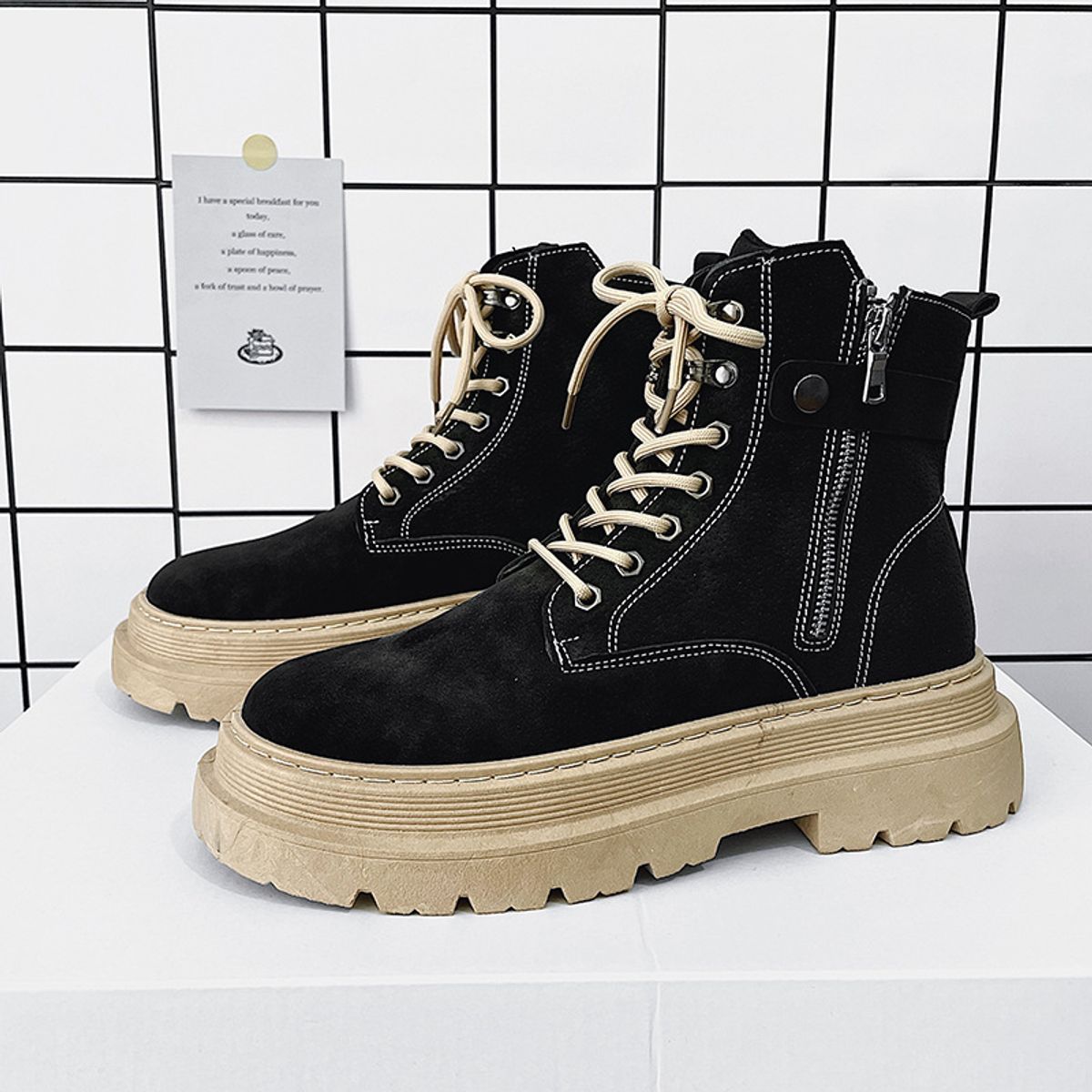 BLWOENS - Botas con plataforma para Hombre-Negro