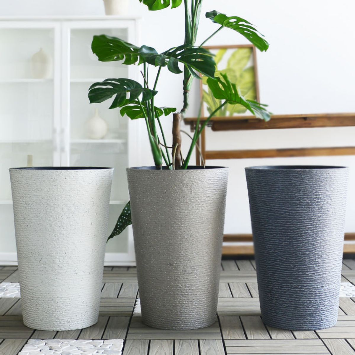 GENERICO - Macetero Plastico Alargado Premium Base Circular Conica - Azul - S