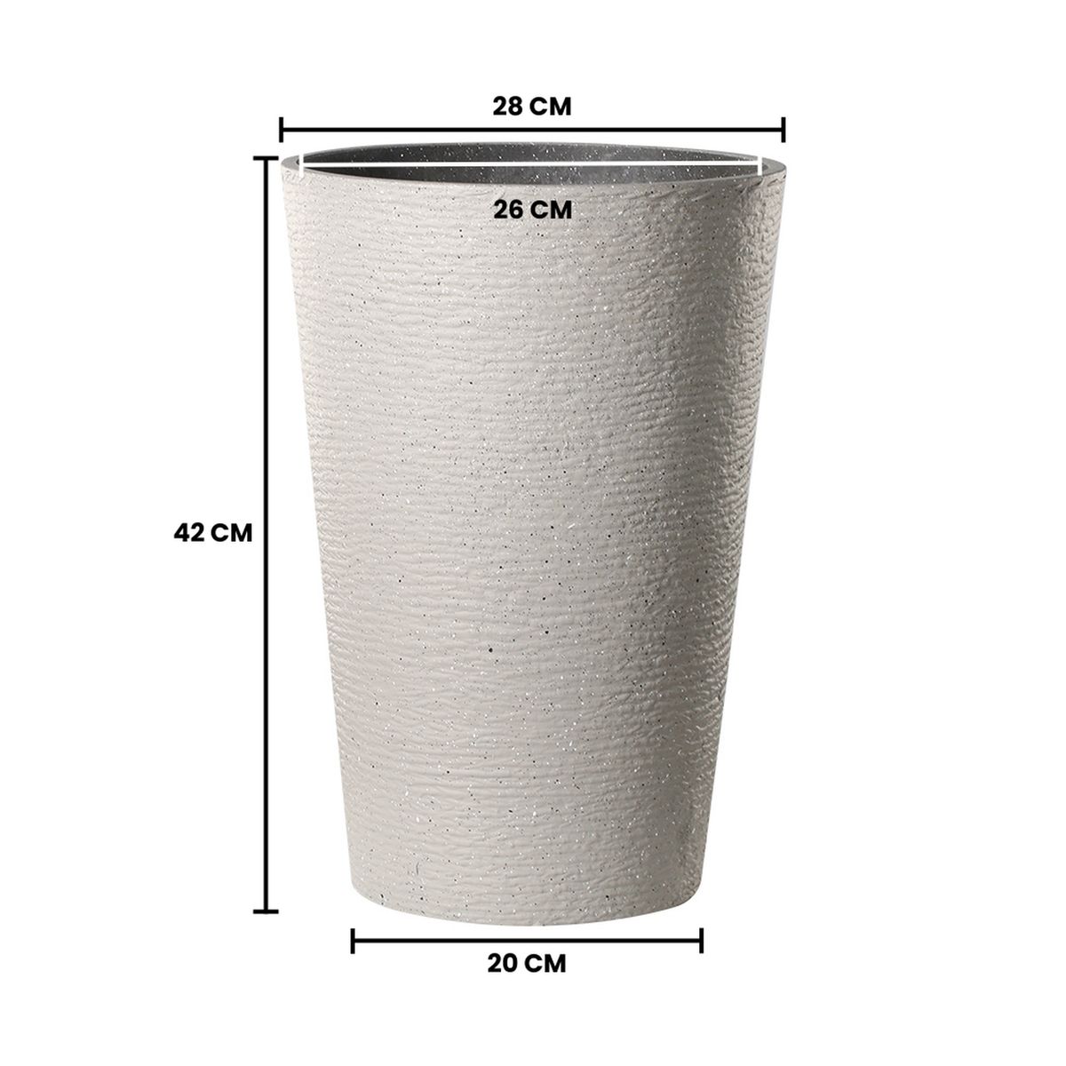 GENERICO - Macetero Plastico Alargado Premium Base Circular Conica - Beige - S