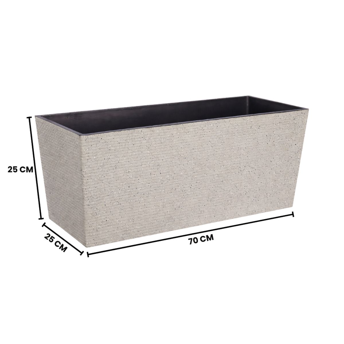 GENERICO - Macetero Plastico Rectangular Premium Diseño a Rayas L - Beige