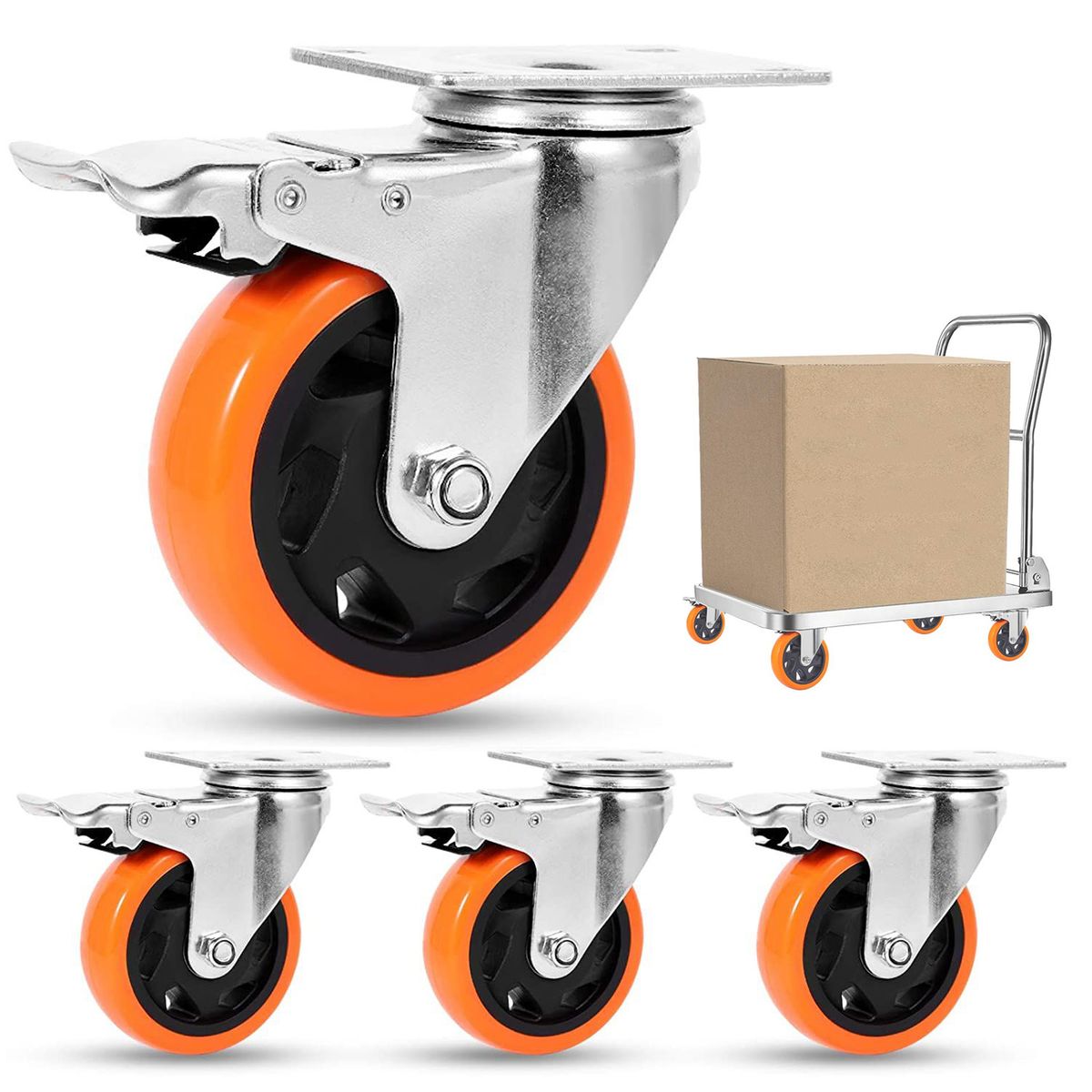 KUANGYE - Juego De 4 Ruedas Giratorias, 4 Pulgadas Soporta 450 Kg