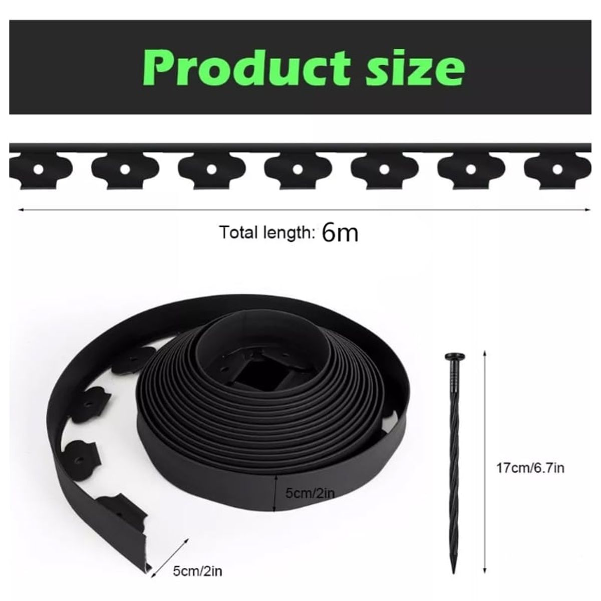 GENERICO - Separador Jardín Limitador De Césped Burlete 5cm X 6m