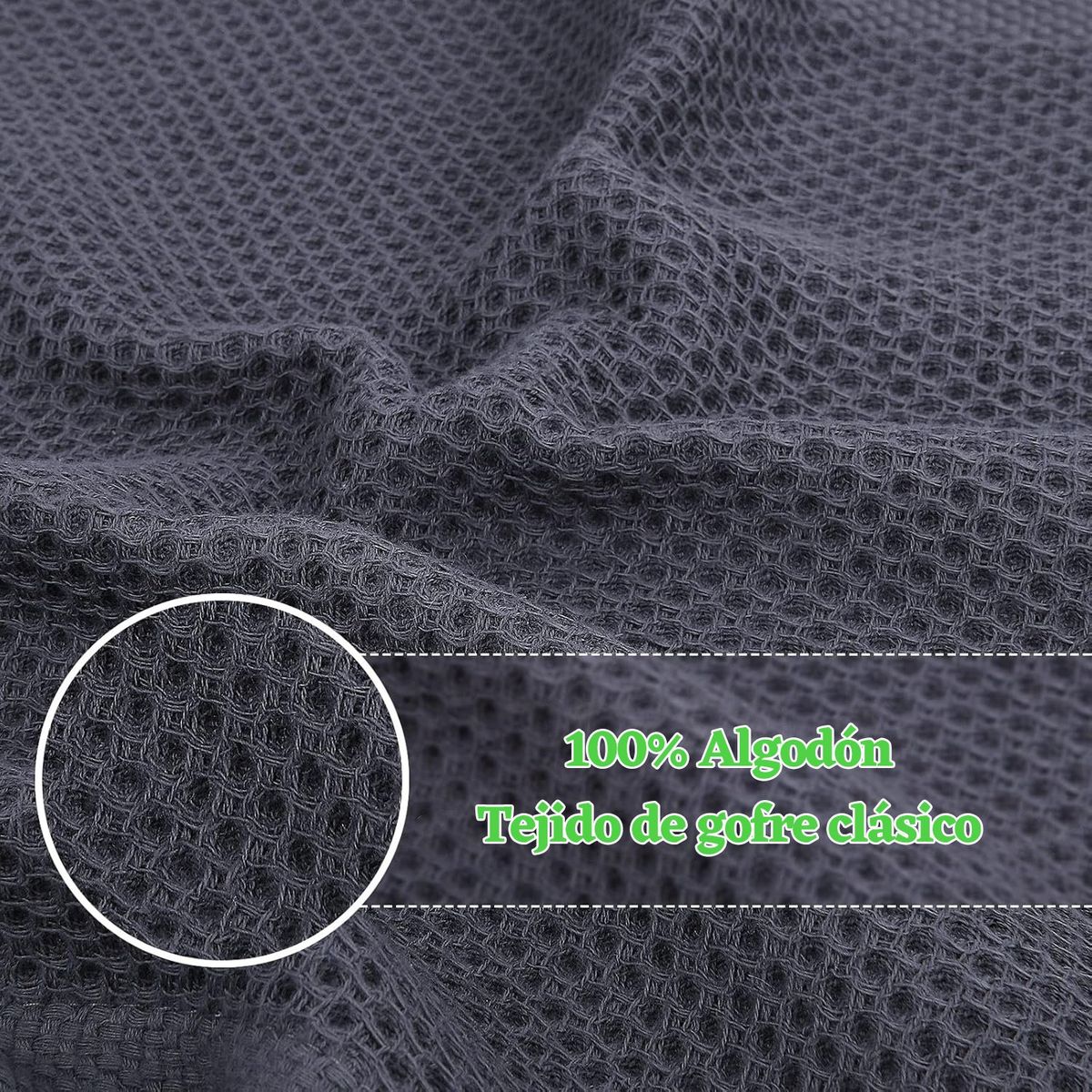GENERICO - 30x30cm Paños De Cocina Absorbente 100% Algodón 4pcs-Gris