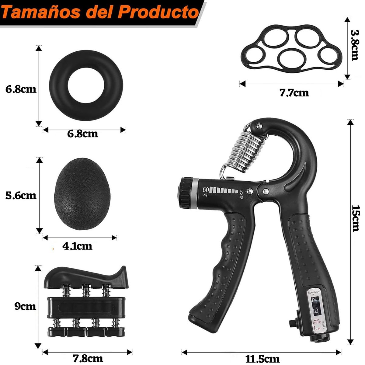 GENERICO - 5 En 1 Ejercitador De Mano Con Contador Para Entrenable