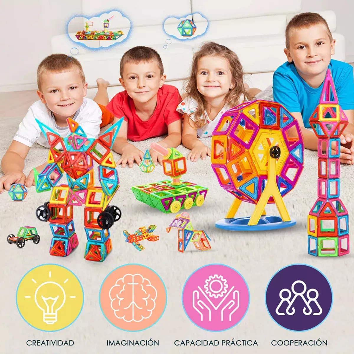 GENERICO - 84 Piezas Juego Bloques Magnéticos 3D Creativos Para Niños