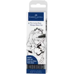 FABER-CASTELL - Set 4 Tiralíneas Manga Negros Pitt Artist Pen Faber Castell