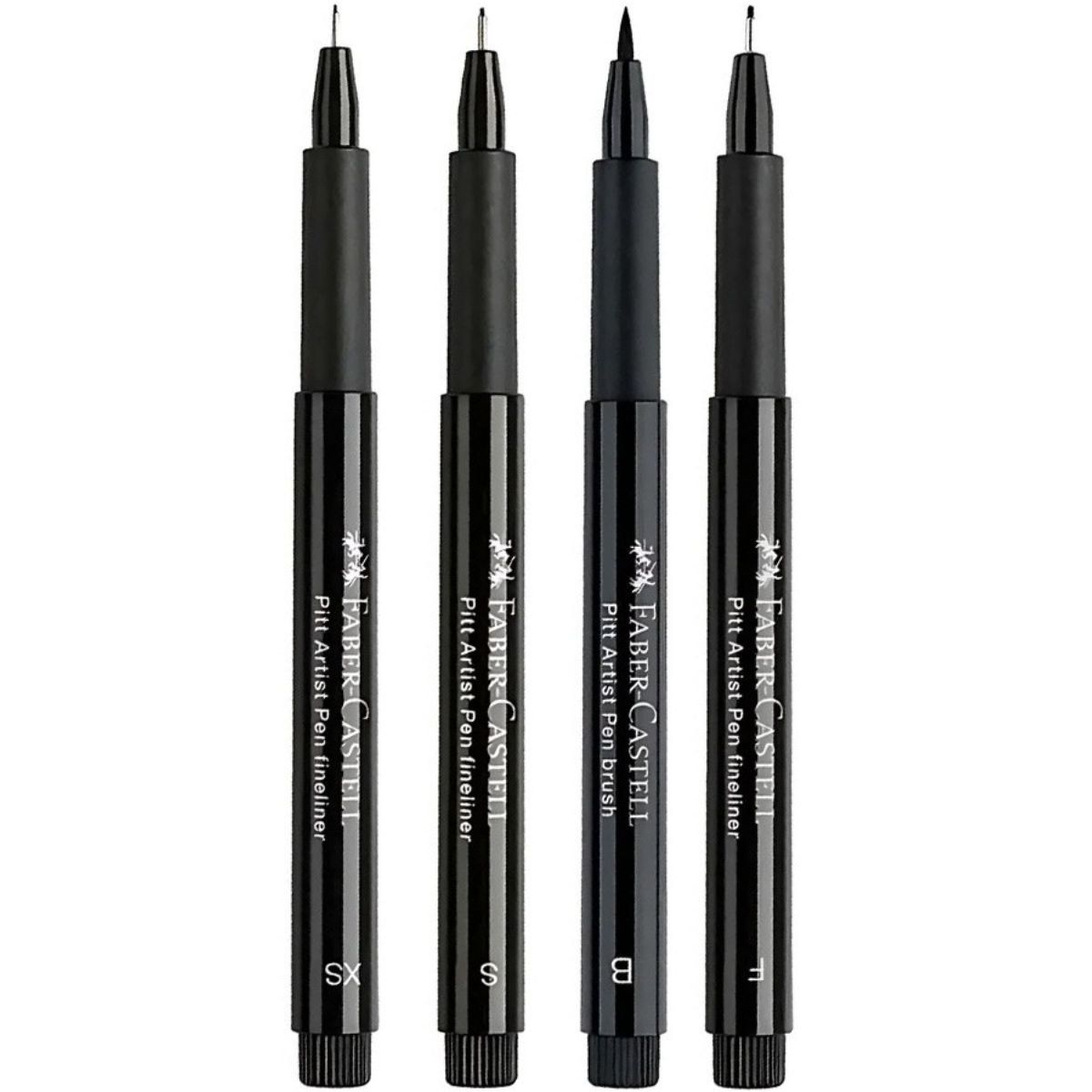 FABER-CASTELL - Set 4 Tiralíneas Manga Negros Pitt Artist Pen Faber Castell