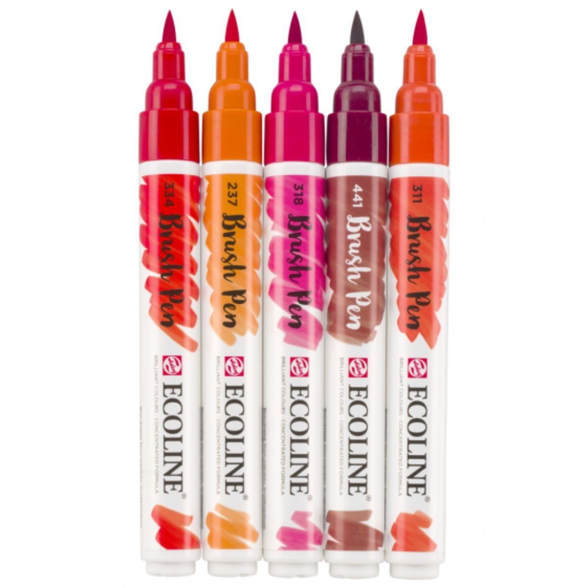 Royal Talens - Set 5 Marcadores Acuarela Ecoline Colores Rojos