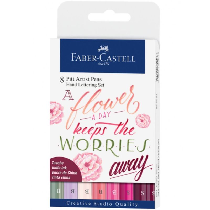 FABER-CASTELL - Set 8 Marcadores Rosas Pitt Artist Faber Castell Lettering