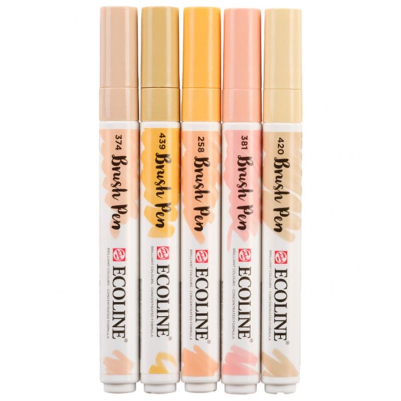 Royal Talens - Set 5 Marcadores Acuarela Ecoline Colores Beige Rosa