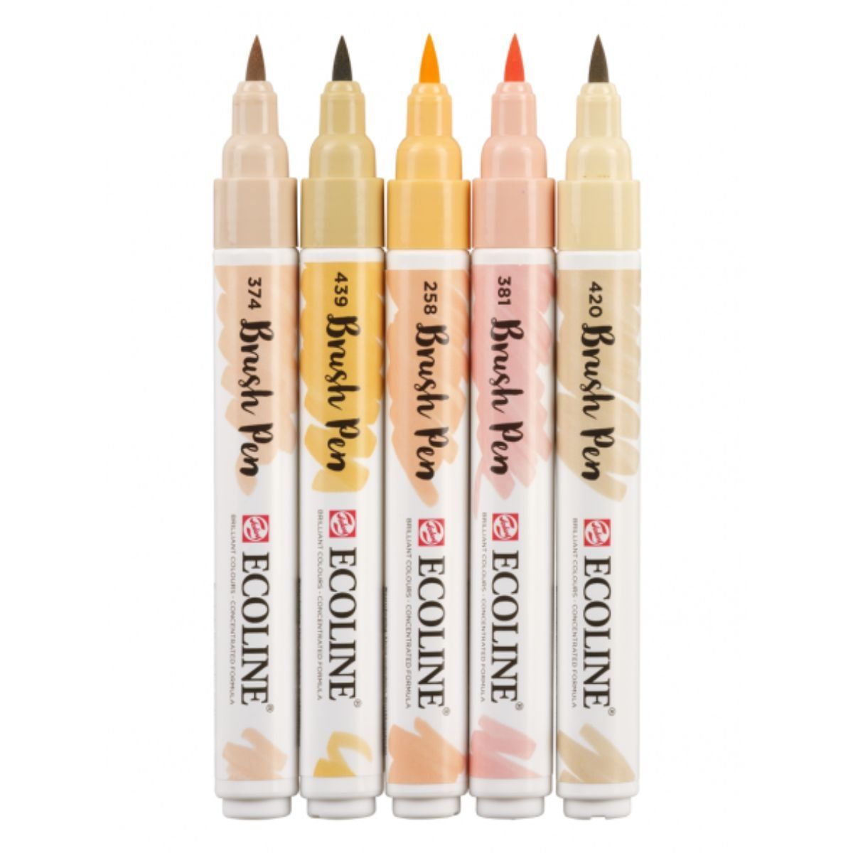 Royal Talens - Set 5 Marcadores Acuarela Ecoline Colores Beige Rosa