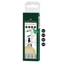 FABER-CASTELL - Set 4 Ecco Pigment Tiralíneas Negros Pitt Faber Castell