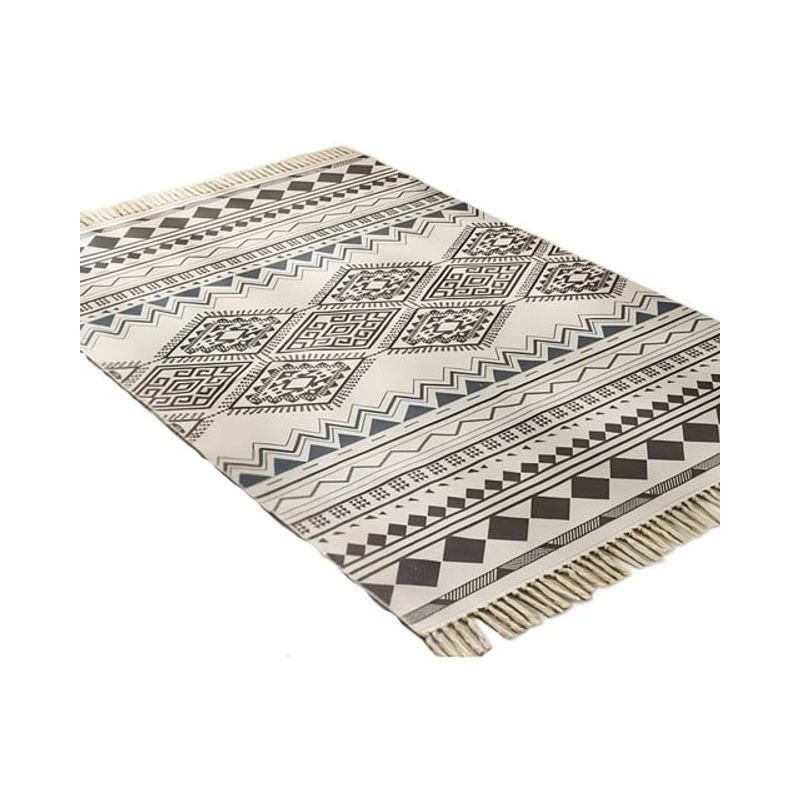 GENERICO - ALFOMBRA DECORATIVA DE LINO 160 X 200 ELEGANTES CON FLECOS