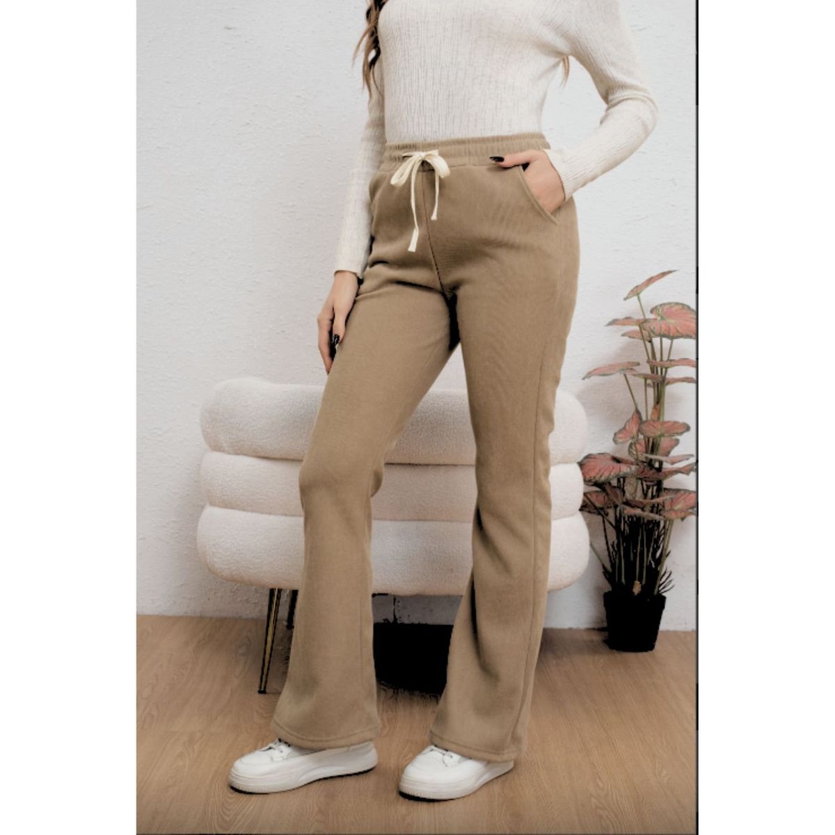 LIKE SHOP - Pantalón Mujer Recto Cotelé Pierna Ancha Otoño Invierno 7127