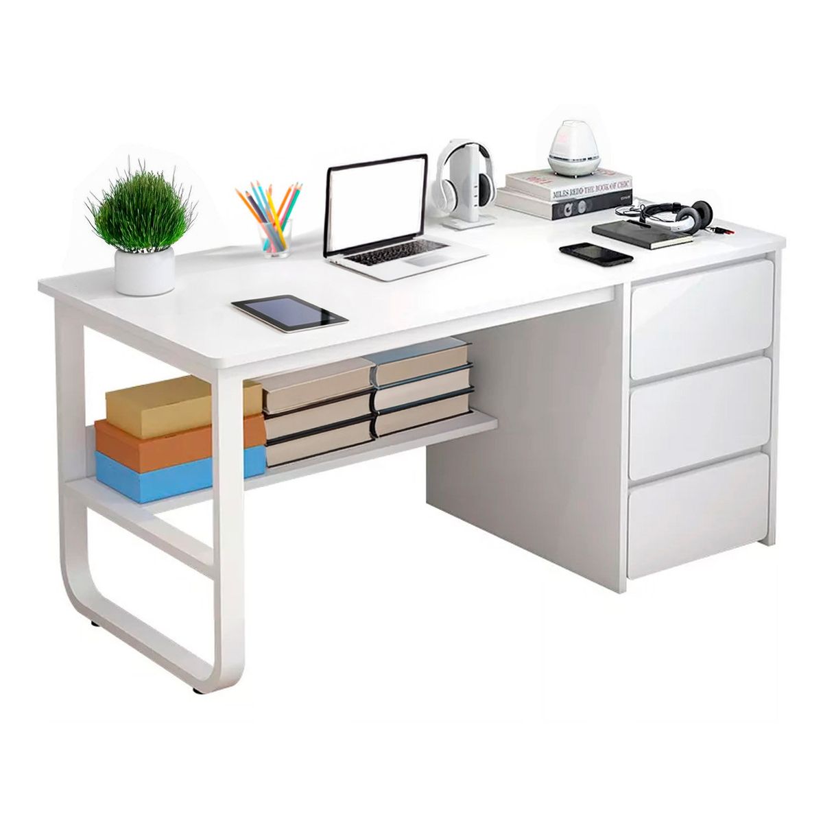 DE TODO Y MAS - Escritorio Oficina profesional moderno 140cm Chic Home - Blanco