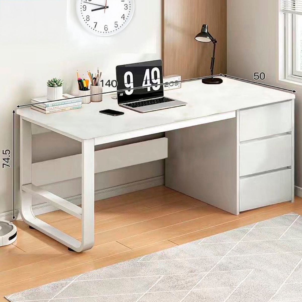 DE TODO Y MAS - Escritorio Oficina profesional moderno 140cm Chic Home - Blanco