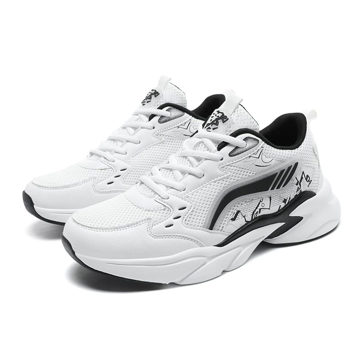 SHANDIAN - Zapatillas Running Plataforma Hombre Blanco