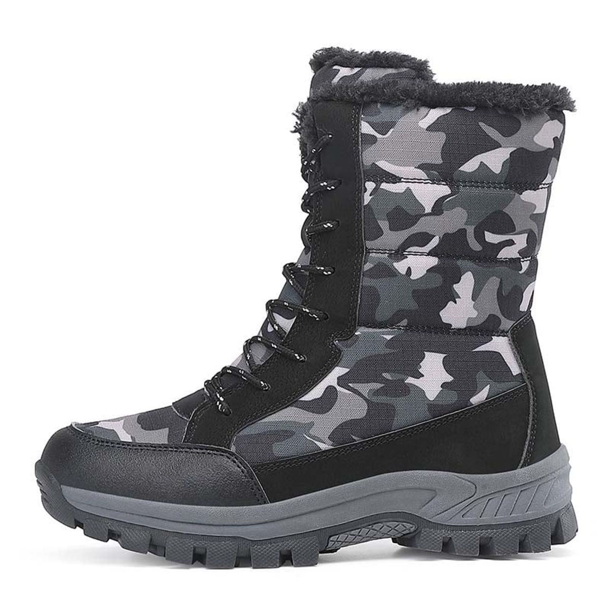 SHANDIAN - Zapatillas botin de hombre trekking temico invierno Negro