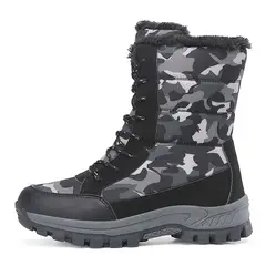 SHANDIAN - Zapatillas botin de hombre trekking temico invierno Negro