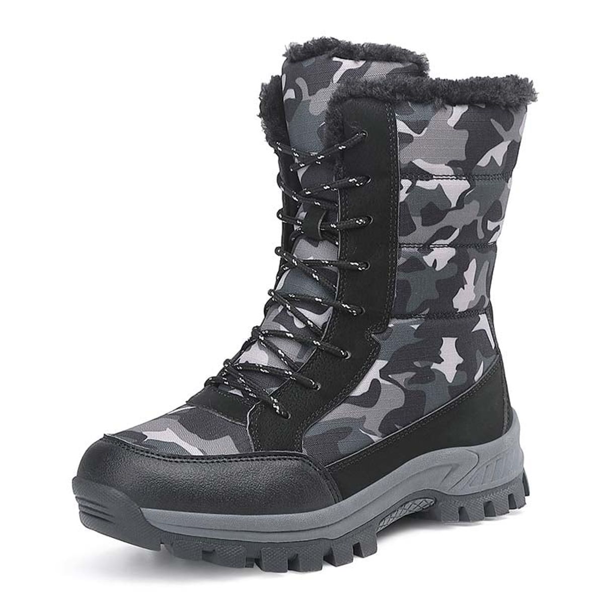 SHANDIAN - Zapatillas botin de hombre trekking temico invierno Negro