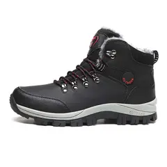 SHANDIAN - Zapatillas botin de hombre trekking temico invierno Negro