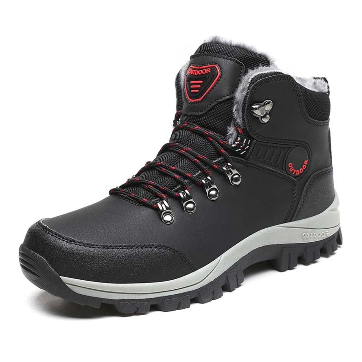 SHANDIAN - Zapatillas botin de hombre trekking temico invierno Negro