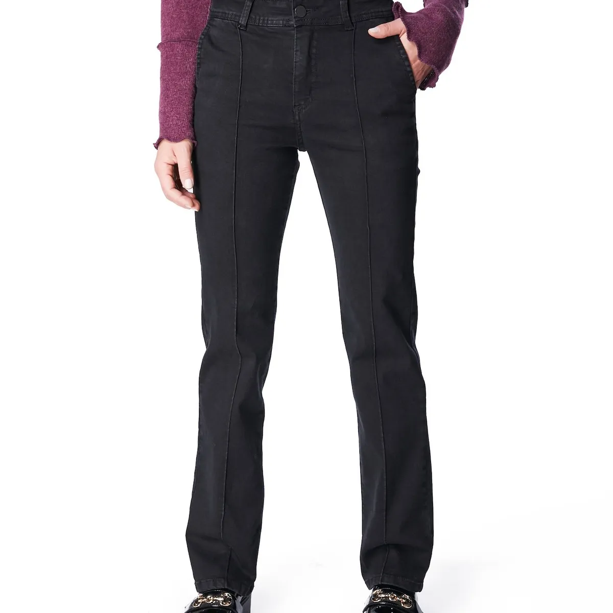 EFESIS - JEANS PIRAGÓ RECTO ALFORZA - Negro