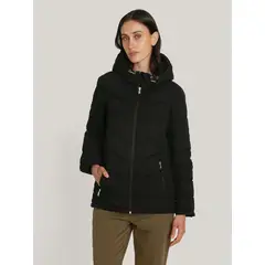 TOMMY HILFIGER - Parka Packable Solid Acolchada Con Gorro Negro