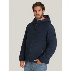 TOMMY HILFIGER - Parka Hoodie Solid Con Cierre Azul